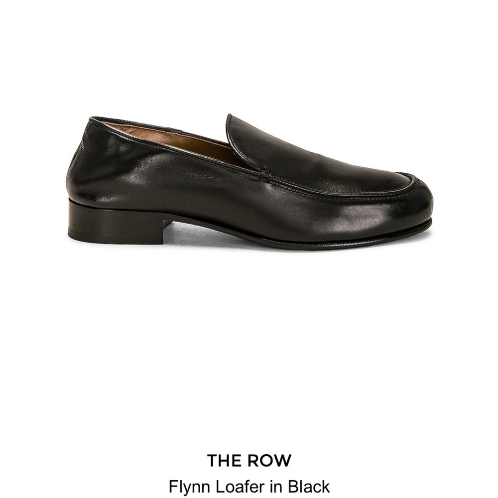 The Row Black Leather Flynn Loafers
